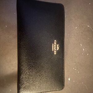 Coach Black Textured Leather Clutch